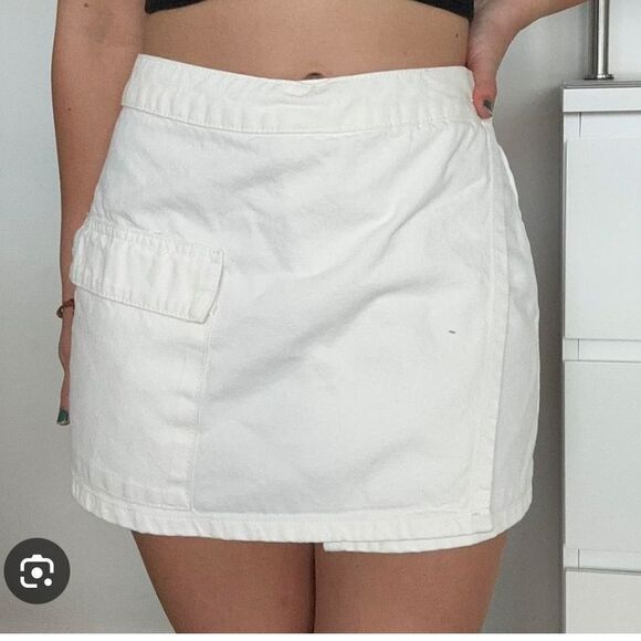 Primark Cotton Denim Wrap Mini Skirt with Pockets US14 - Picture 1 of 11